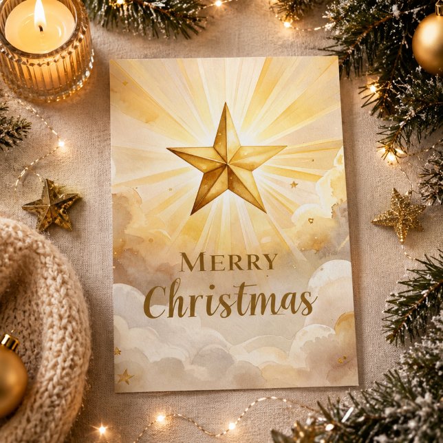 Estrella dorada de Belén Feliz Navidad Tarjeta de  (Subido por el creador)