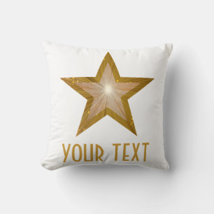 "Estrella dorada" 'Tu texto' arroja almohada cuadr