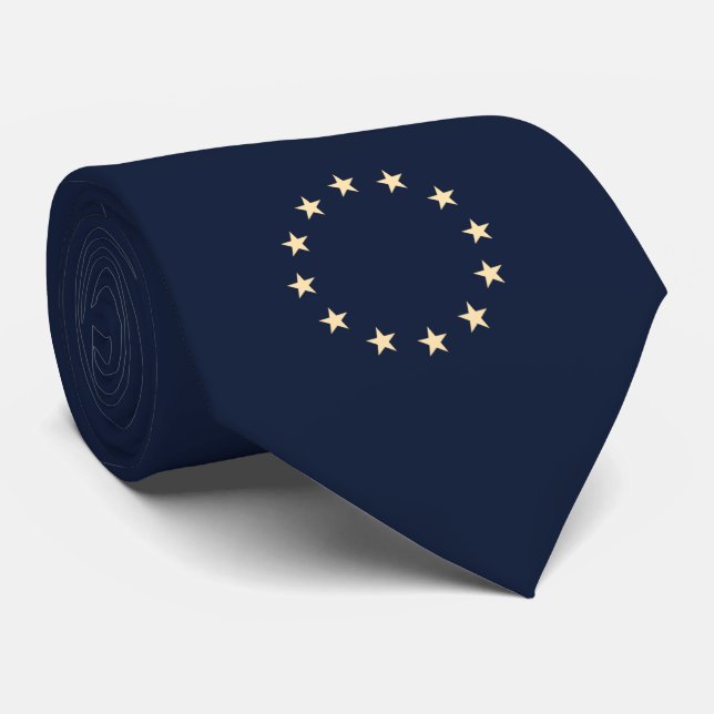 Estrella - Europe Europa - UE-flag - corbata navy (Enrollado)