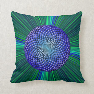 Estrella-explosión azul y verde con la almohada