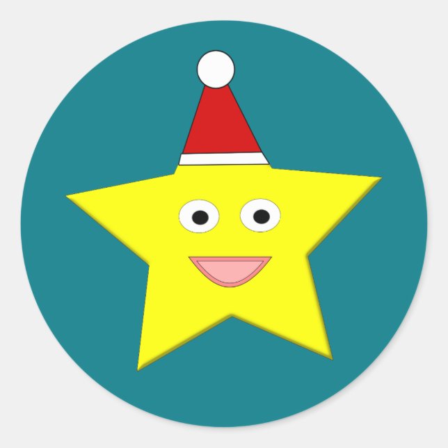 Estrella feliz de Navidades pequeños Pegatinas (Anverso)