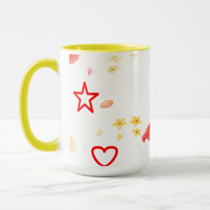 Estrella floral y taza de corazón - Sunflower bril