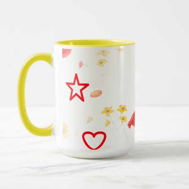 Estrella floral y taza de corazón - Sunflower bril (Izquierda)