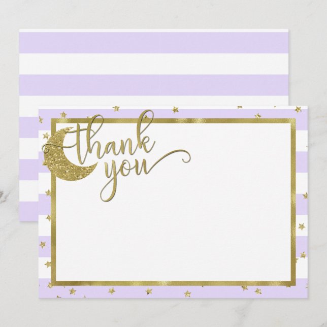 estrella fugaz lavanda y oro tarjeta de agradecimi (Anverso / Reverso)