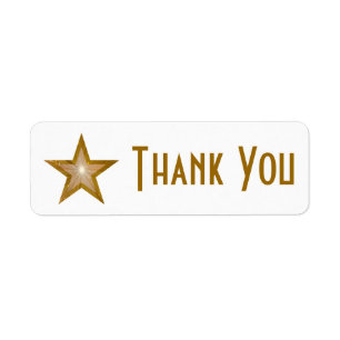 Estrella "Gold" de "Gracias" etiqueta blanca peque