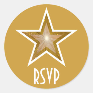 Estrella "Gold" RSVP redonda pegatina amarillo