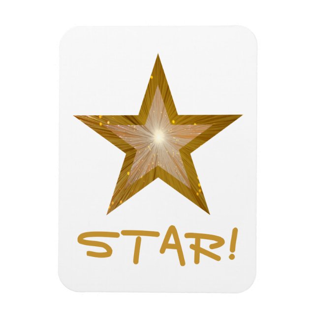 Estrella "Gold" Star 'STAR!' imán blanco flexible (Vertical)