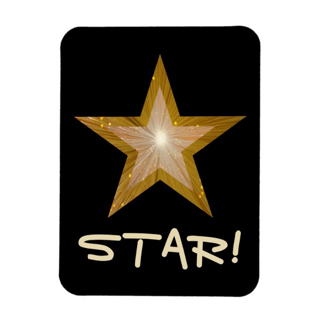 Estrella "Gold" Star 'STAR!' imán flexible negro (Vertical)
