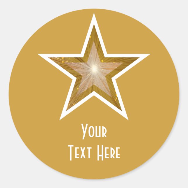 Estrella "Gold" "Your Text" pegatina redondo amari (Anverso)