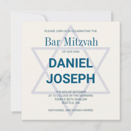 Estrella judía cuadrada Bar Mitzvah Invitación