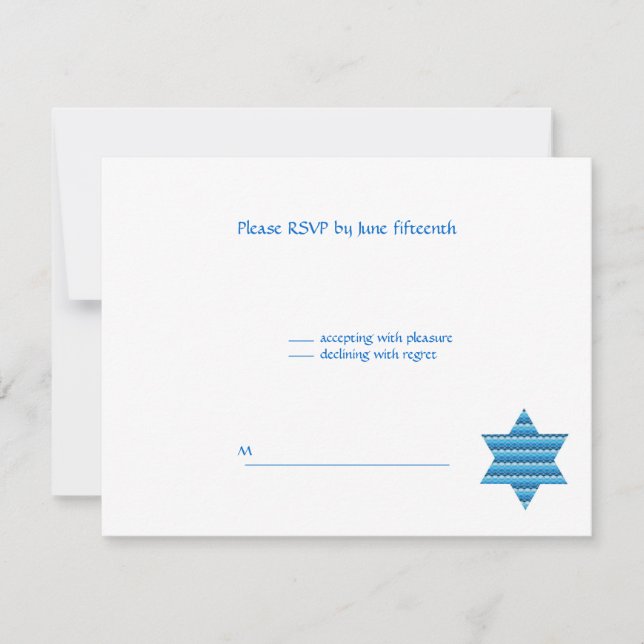 Estrella judía David Twins B'Nai Bnai Mitzvah RSVP (Anverso)
