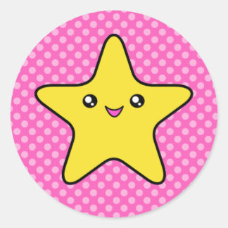 Estrella kawaii Pegatinas de Punto Polka Rosa