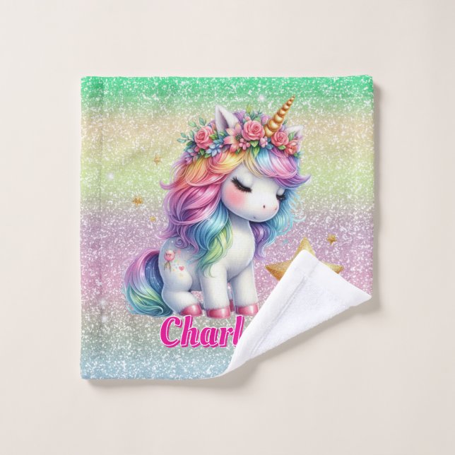 estrella mágica del purpurina unicornio (Toallita)