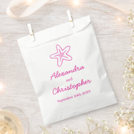 Estrella marina y remolinos bolsas de favores rosa