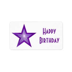 Estrella morada etiqueta 'Cumpleaños feliz' medio 