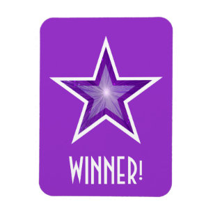 Estrella morada 'Ganador!' imán flexible morado