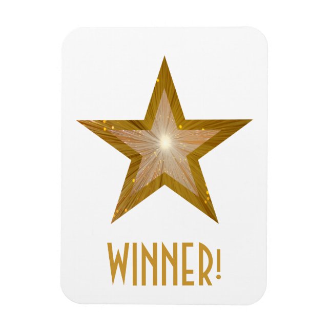 Estrella "Oro" "Ganador" imán blanco flexible (Vertical)