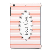Estrella oval Coral Stripe 'Name' iPad Mini funda
