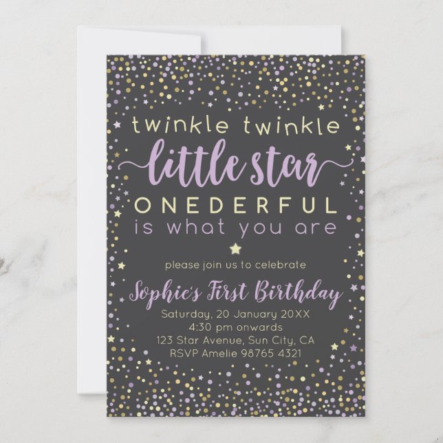 Estrella pequeña de Twinkle| Primera invitación de (Anverso)