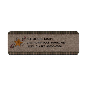 Estrella primitiva rústica con etiqueta de cerezas