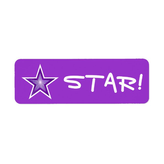 Estrella púrpura "STAR" etiqueta pequeña púrpura (Frente)