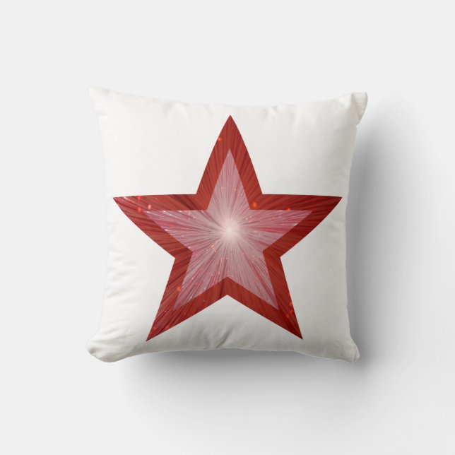 Estrella roja almohada de tiro blanco cuadrado de  (Anverso)