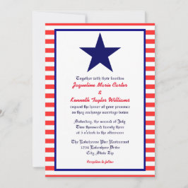 Estrella roja blanca y azul - Invitación a la boda