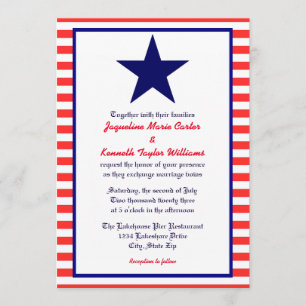 Estrella roja blanca y azul - Invitación a la boda