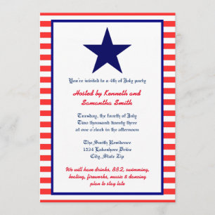 Estrella roja blanca y azul - Invitación de fiesta