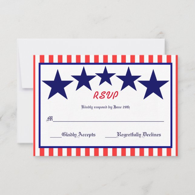 Estrella roja blanca y azul - Tarjeta RSVP (Anverso)