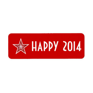 Estrella roja etiqueta 'feliz 2014' de pequeño roj