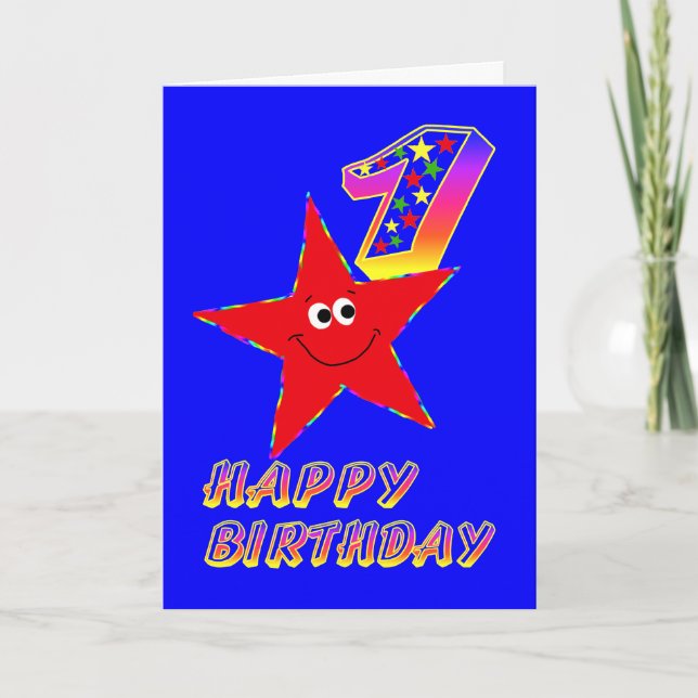 Estrella roja feliz 1er cumpleaños tarjetas (Anverso)