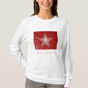 Estrella roja 'Feliz Navidad' camiseta de manga la