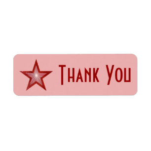Estrella roja 'Gracias' etiqueta roja pequeña