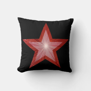 Estrella roja imprimida plaqueta de almohada negra