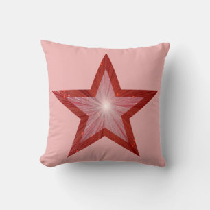 Estrella roja imprimida tirando almohada cuadrada 