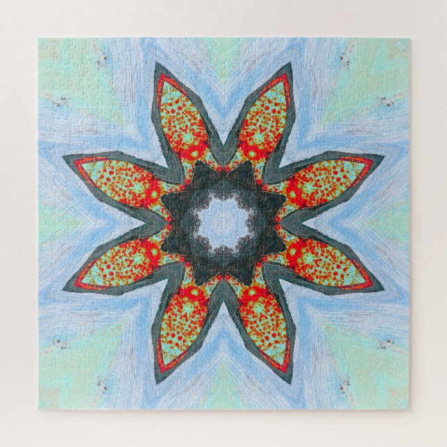 Estrella roja Naranja vuela sobre el rompecabezas  (Vertical)