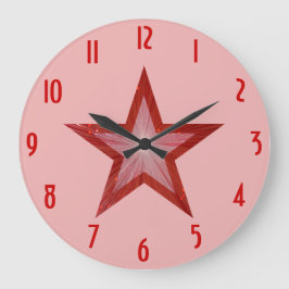 Estrella roja 'números' redondo de reloj rosa