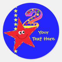 Estrella Roja Pegatinas de cumpleaños número 2