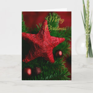 Estrella roja rusa en tarjeta de felicitación para