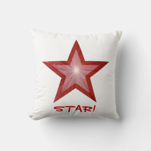 Estrella roja 'STAR!' arroja almohada cuadrada bla