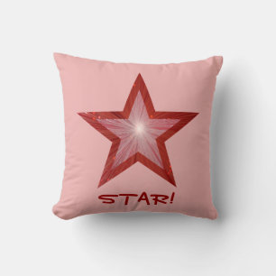 Estrella roja '¡STAR!' arroja almohada cuadrada pá