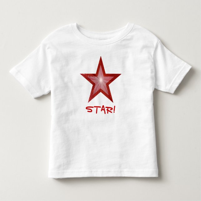 Estrella roja '¡STAR!' camiseta infantil blanca (Anverso)