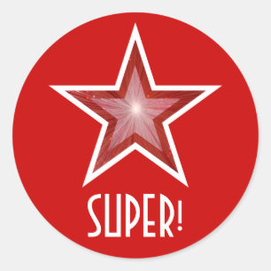 Estrella roja 'SUPER!', pegatina rojo