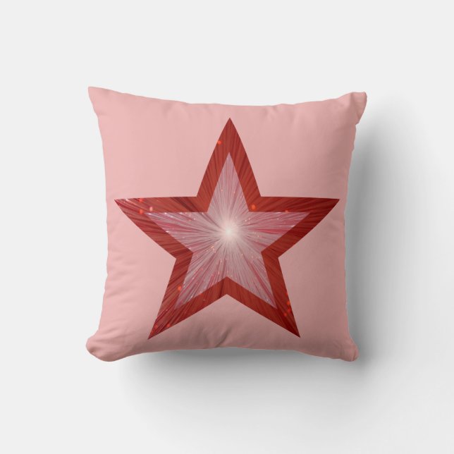 Estrella roja 'Texto' arrojar almohada cuadrada ro (Anverso)