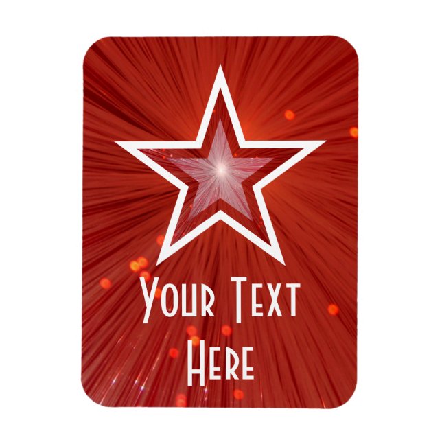 Estrella roja 'Texto' imán flexible vertical (Vertical)