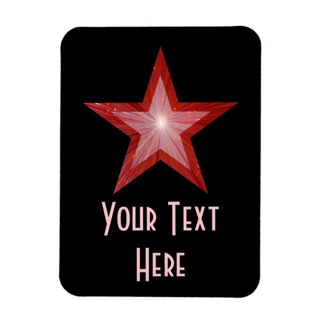 Estrella roja 'Texto' imán flexible vertical negro (Vertical)