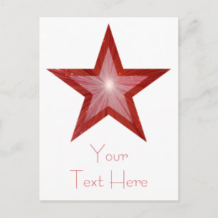 Estrella roja 'Tu texto' postal blanca