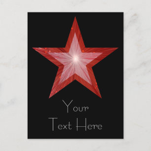 Estrella roja 'Tu texto' postal negra