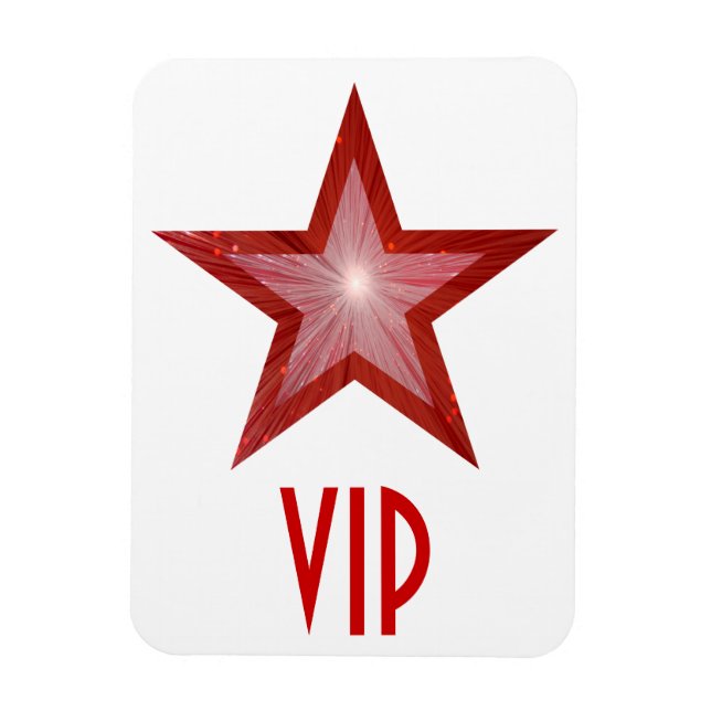 Estrella roja 'VIP' imán flexible blanco (Vertical)